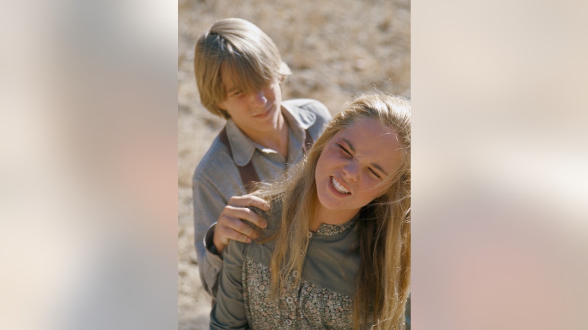 Michael LeClair and Melissa Sue Anderson filming "Bully Boys" during a fighting scene in "Little House on the Prairie."