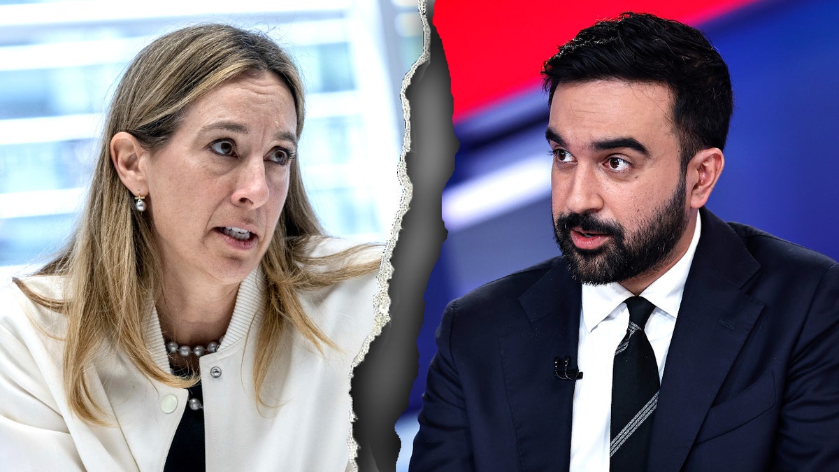 Rep. Mikie Sherrill and NYC mayoral candidate Zohran Mamdani speak during media interviews