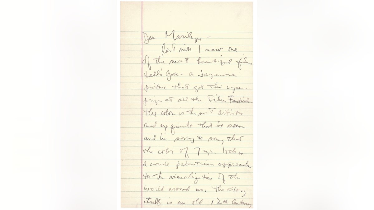 A handwritten letter Sam Shaw wrote to Marilyn Monroe.