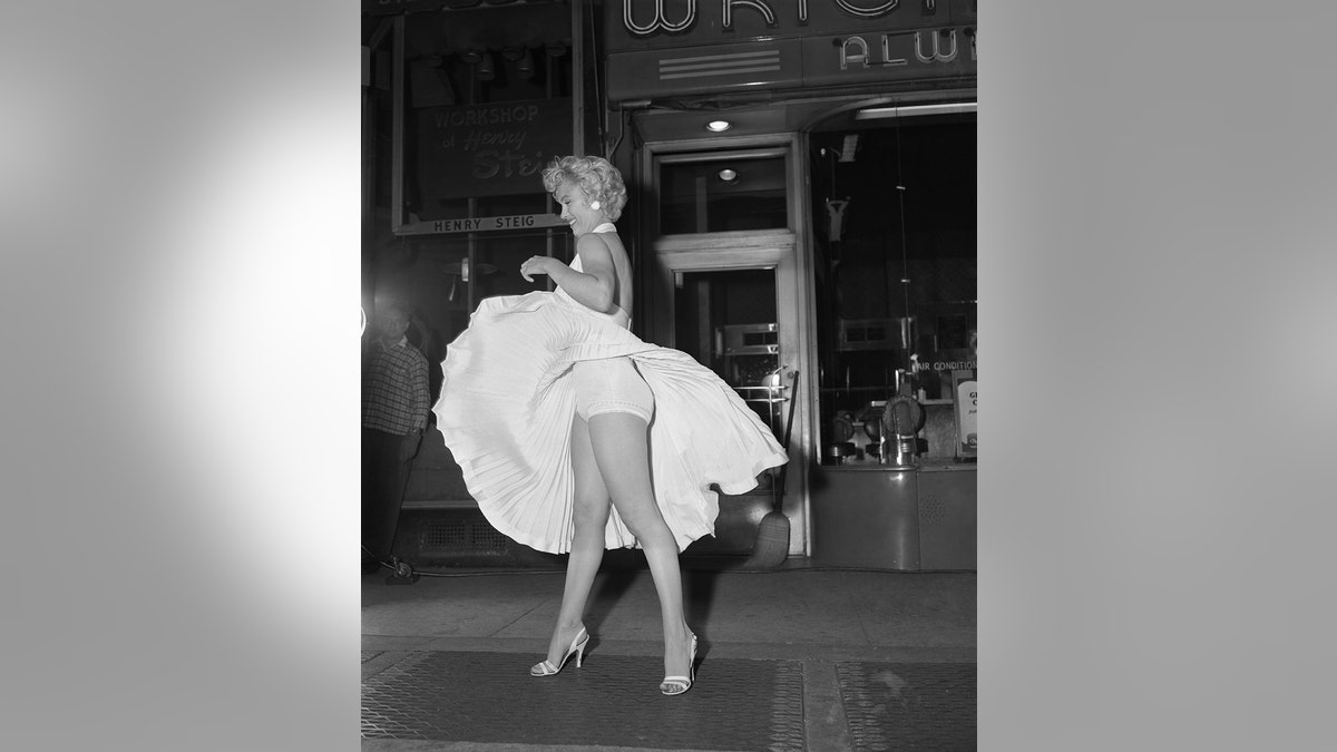 Marilyn Monroe with her skirt flying up while filming "The Seven Year Itch."