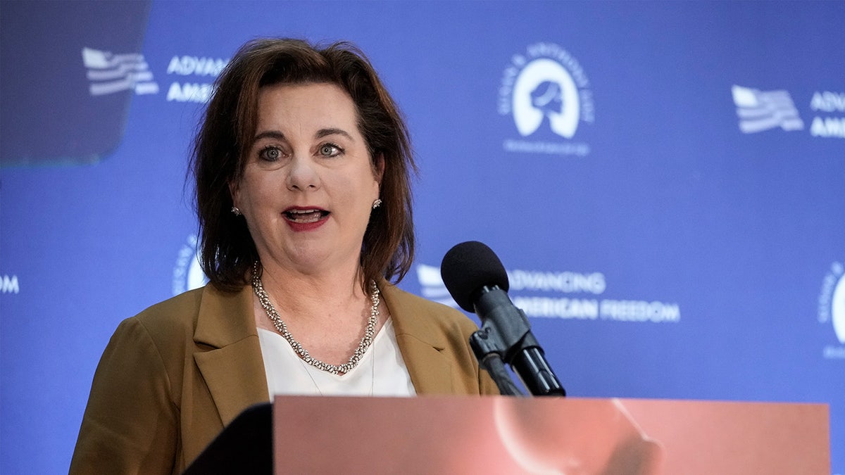 Marjorie Dannenfelser, president of the Susan B. Anthony List, speakers at a press conference