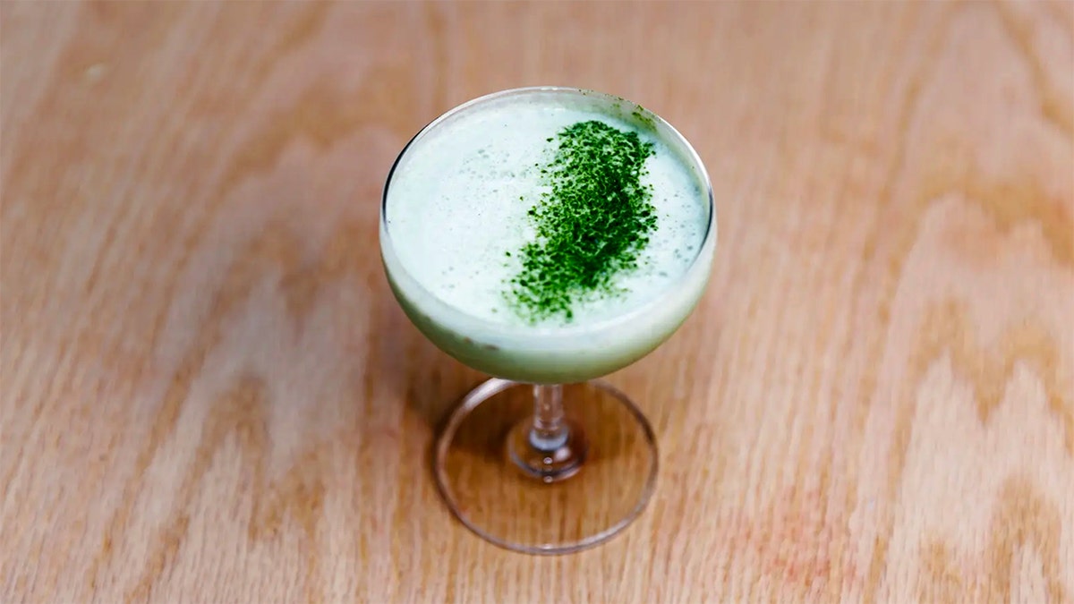The "Matcha Latte" dessert cocktail at Bananas of New York City.
