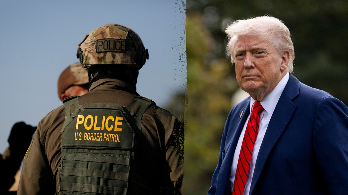 President Trump next to a border patrol agent