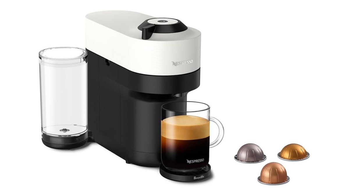 Brew coffee and shots of espresso with this Nespresso. 