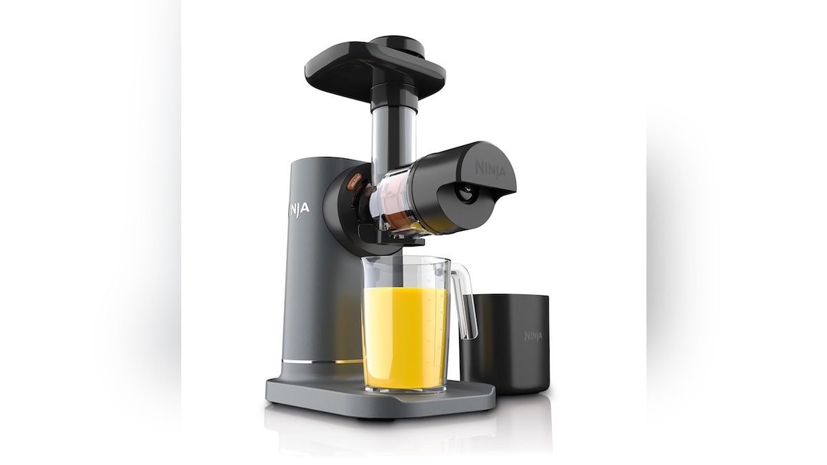 This cold press juicer squeezes fresh orange juice among other varieties. 