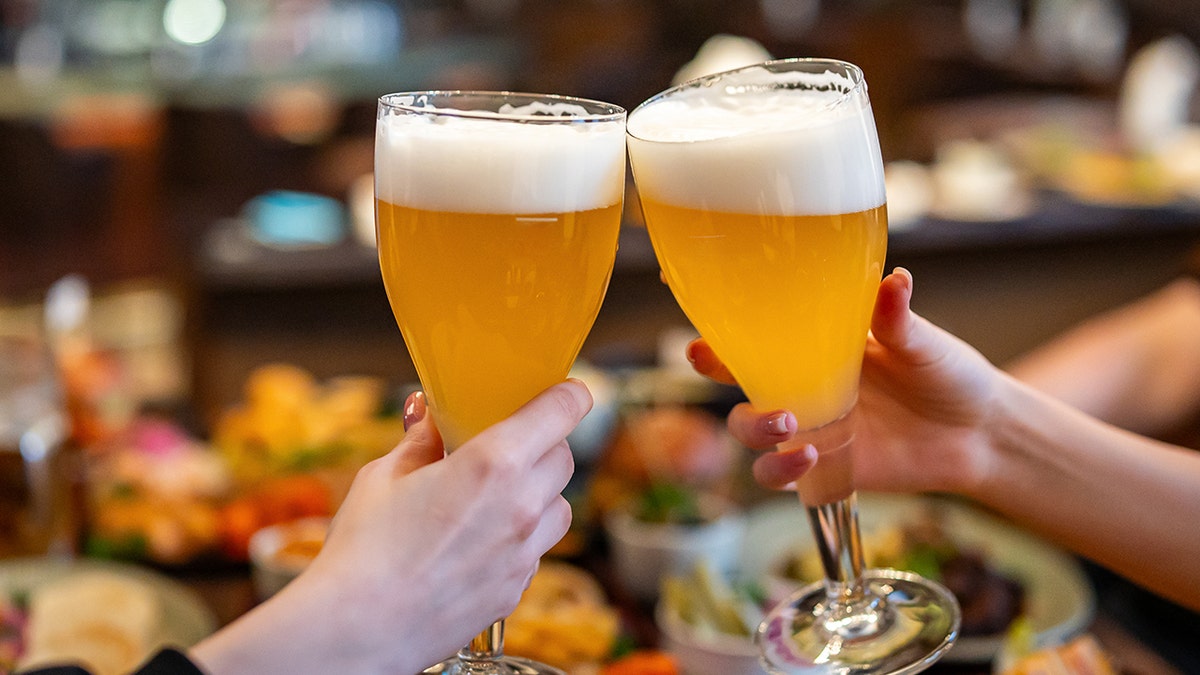 Beer glasses clinking