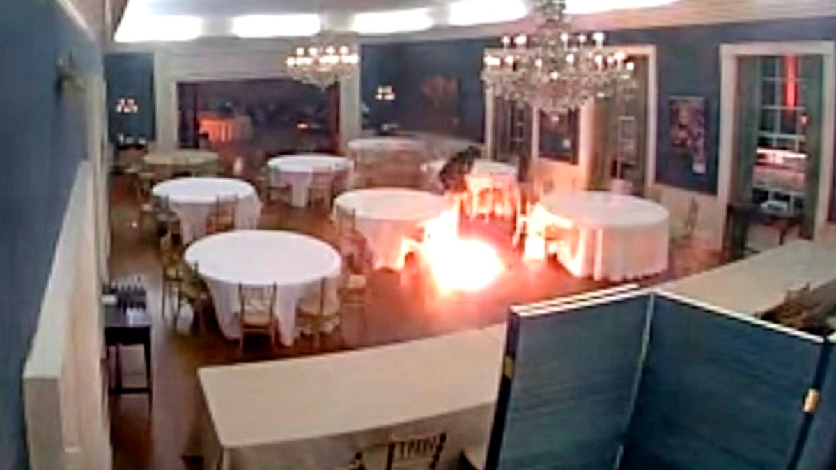 Suspect sets fire to dining area with a second Molotov cocktail