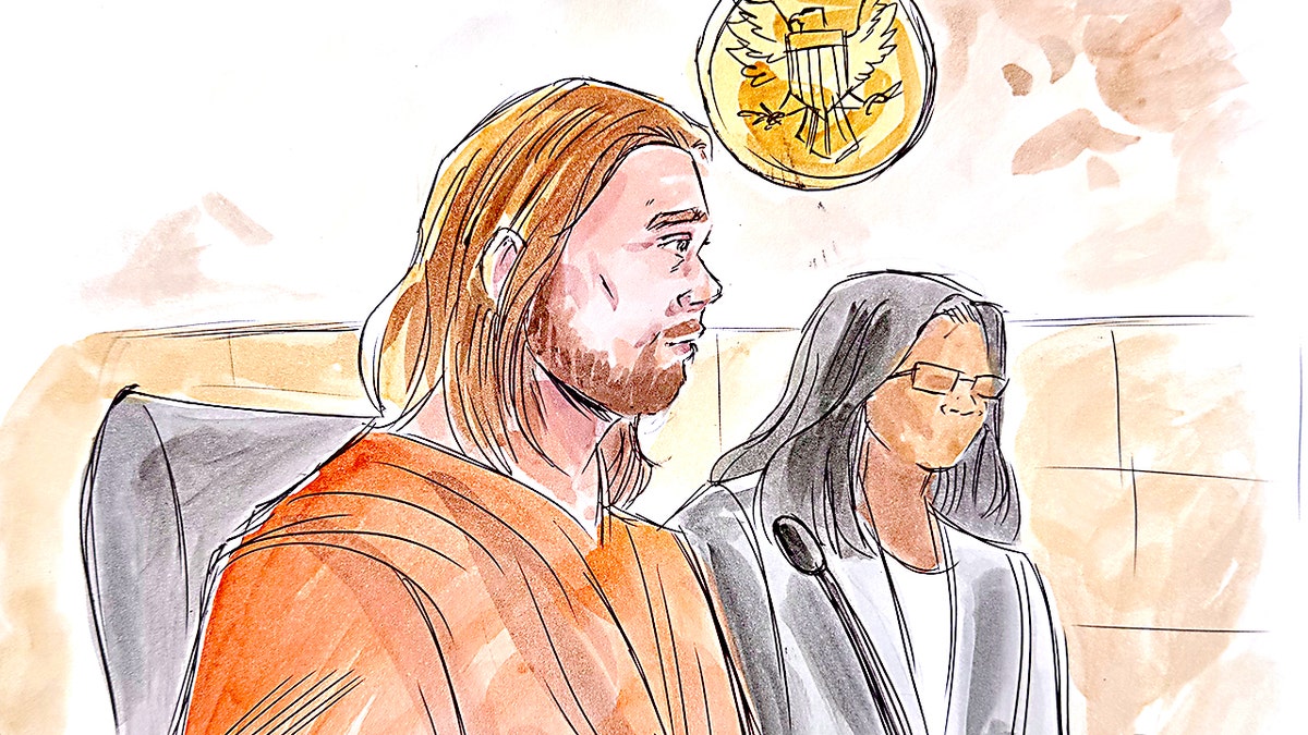 Court sketch showing Jonathan Rinderknecht