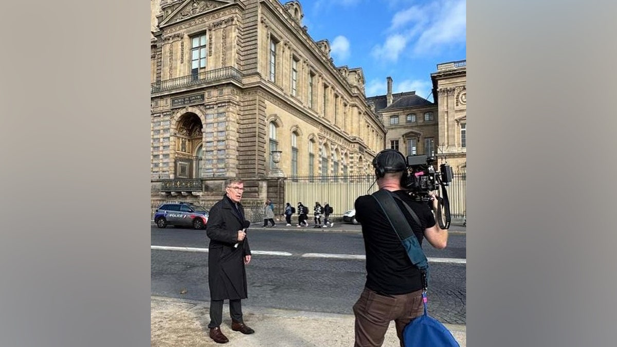 Greg Palkot outside the Louvre in Paris, France