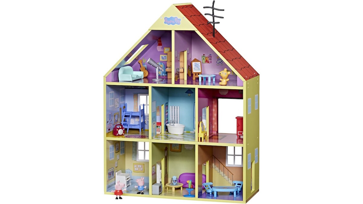 Young fans of Peppa Pig will enjoy this durable, wooden playhouse set.