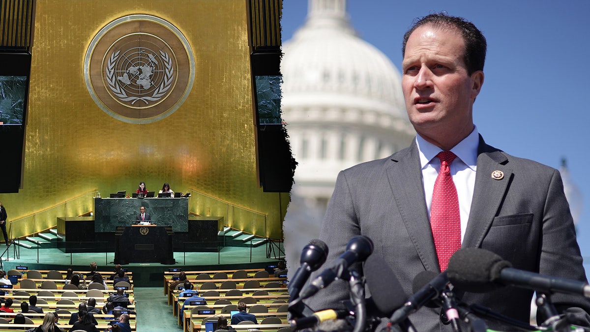 August Pfluger split image with the UN General Assembly