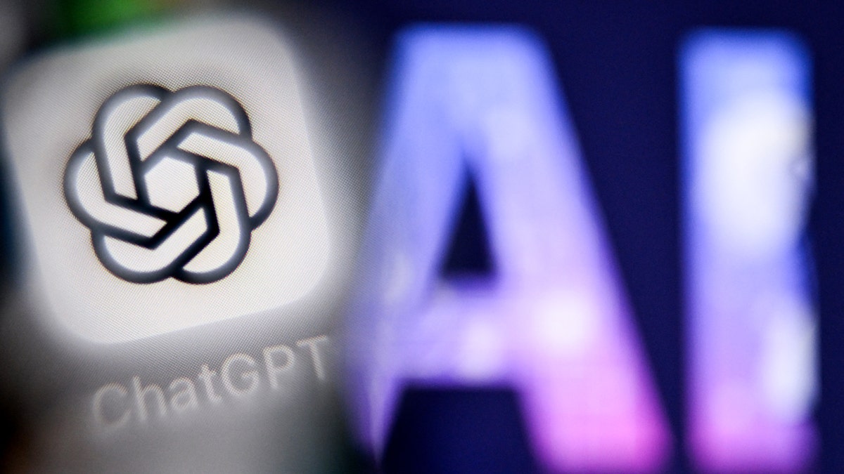 A Chat GPT logo (left) and AI letters (right)