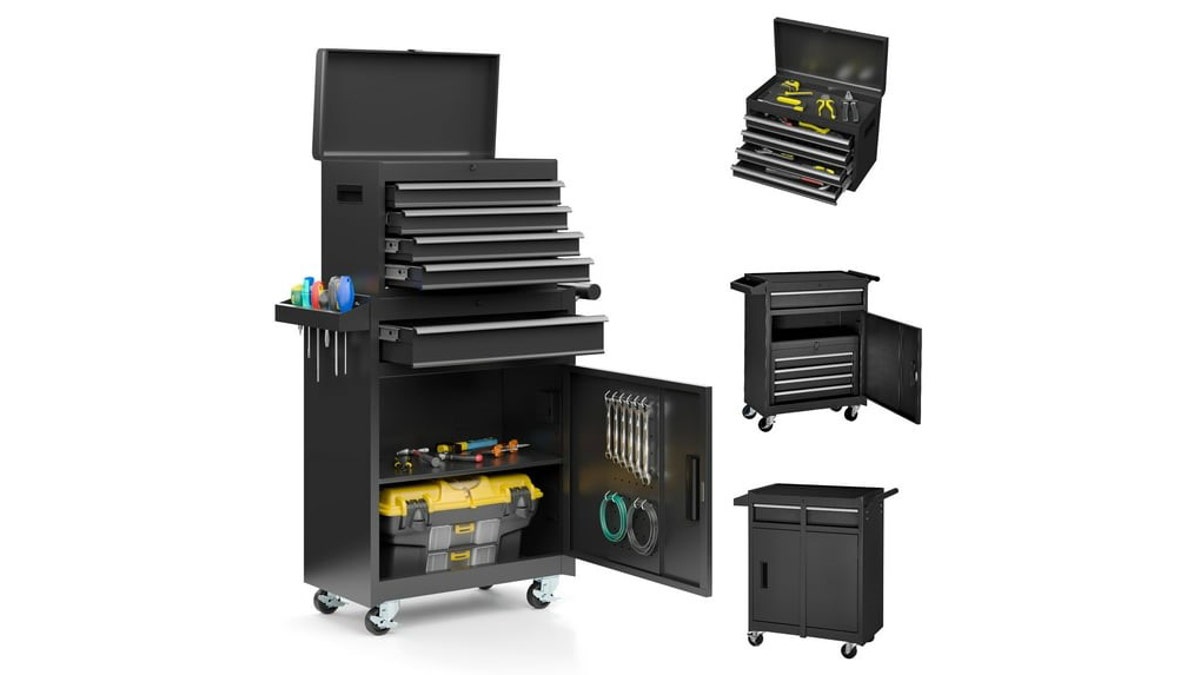 Collect all your tools in this rolling tool box.