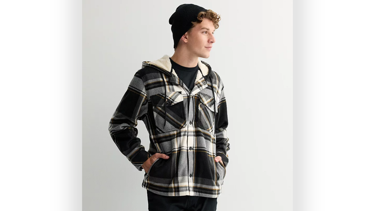 Stay warm and cozy with a plaid shacket.