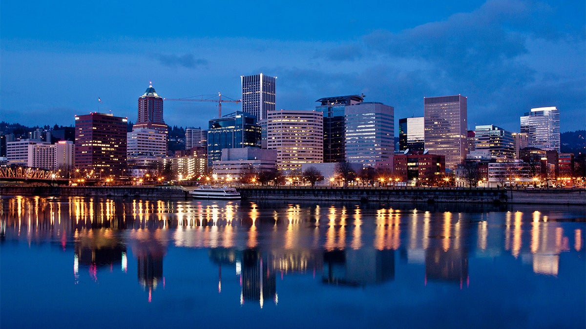 Portland, Oregon skyline at night