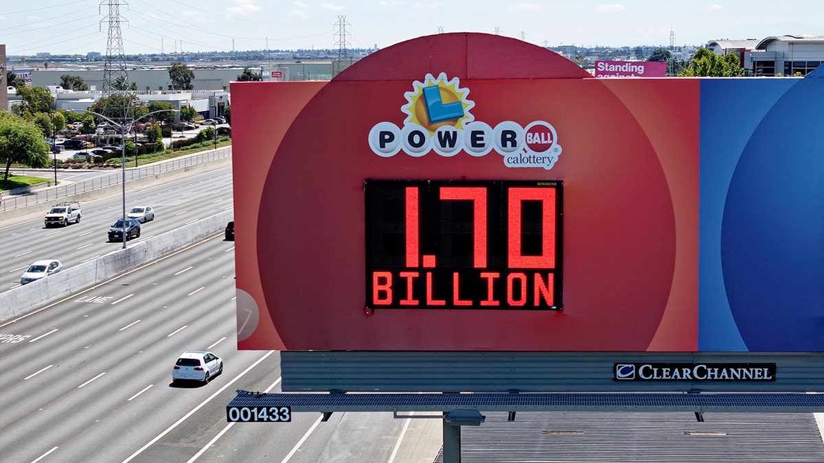 A billboard showing Powerball jackpot at $1.7 billion