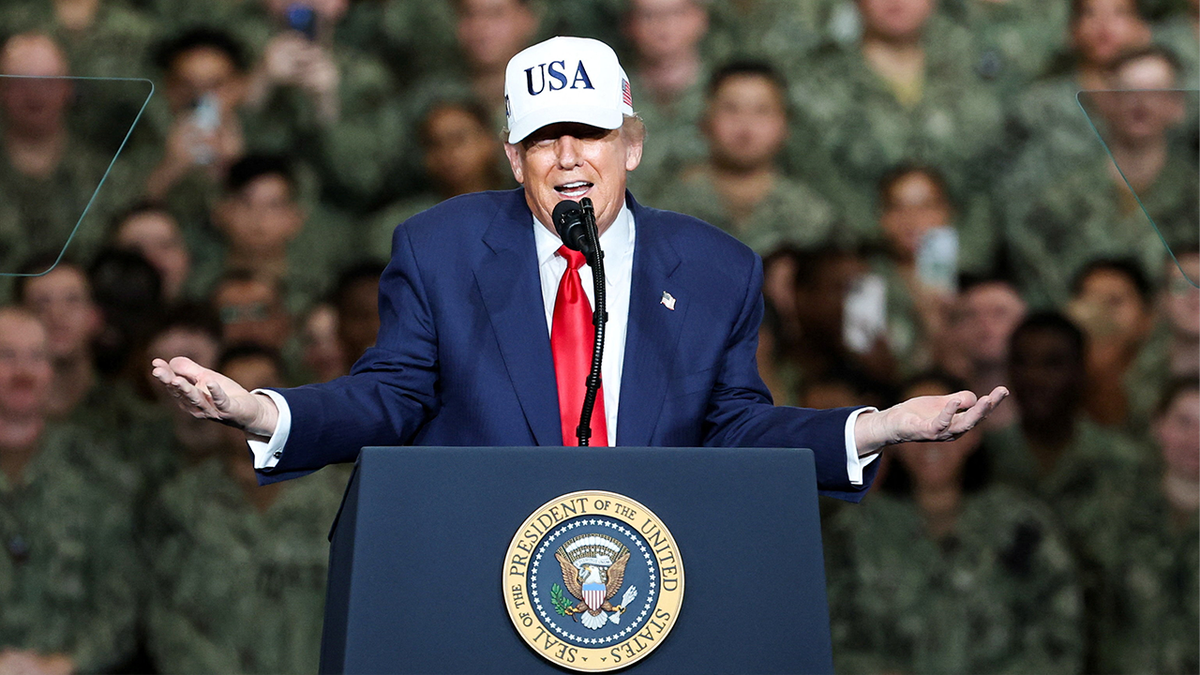 U.S. President Donald Trump visits the aircraft carrier USS George Washington in Yokosuka