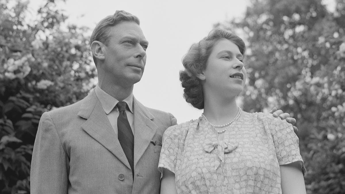 A black and white photo of King George