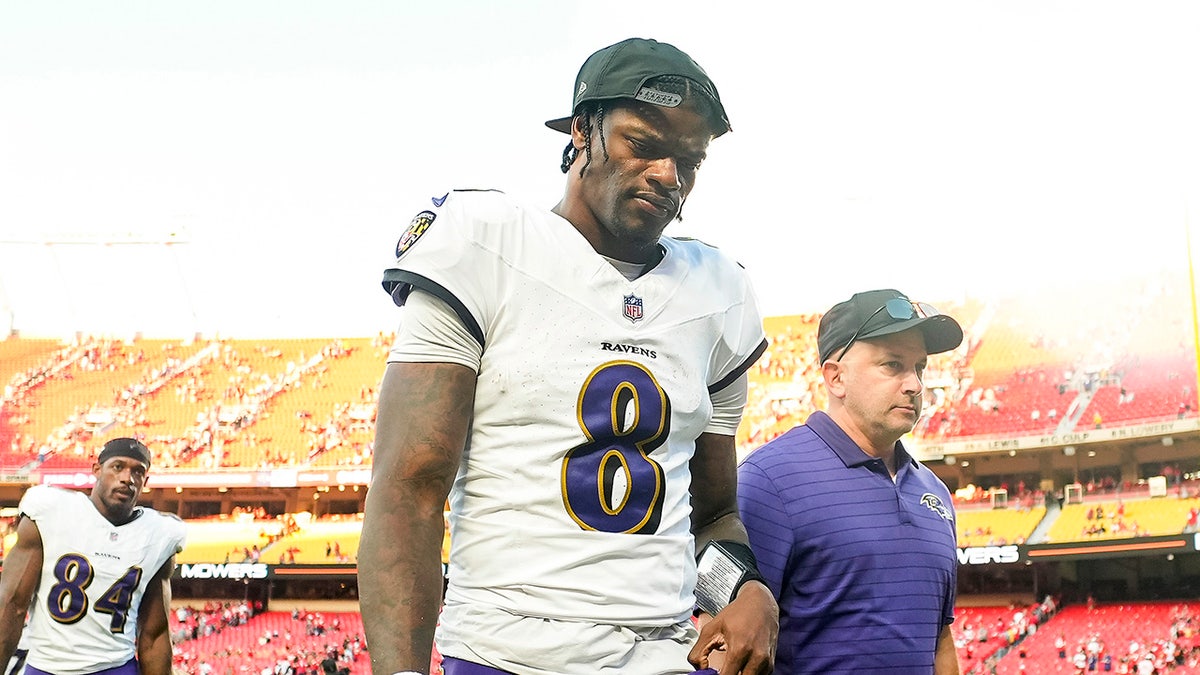Lamar Jackson walks off field