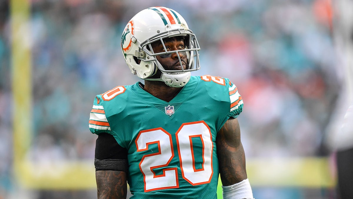 Reshad Jones looks on during a Miami Dolphins game
