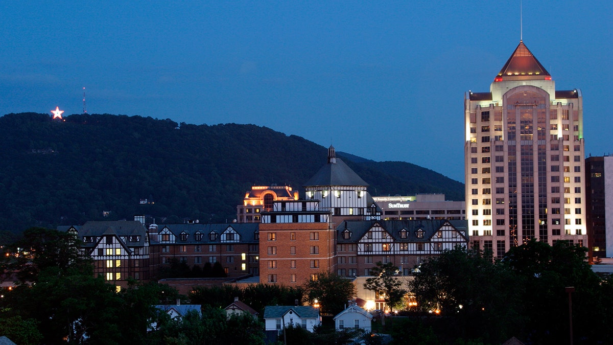 The Roanoke Skyline is seen
