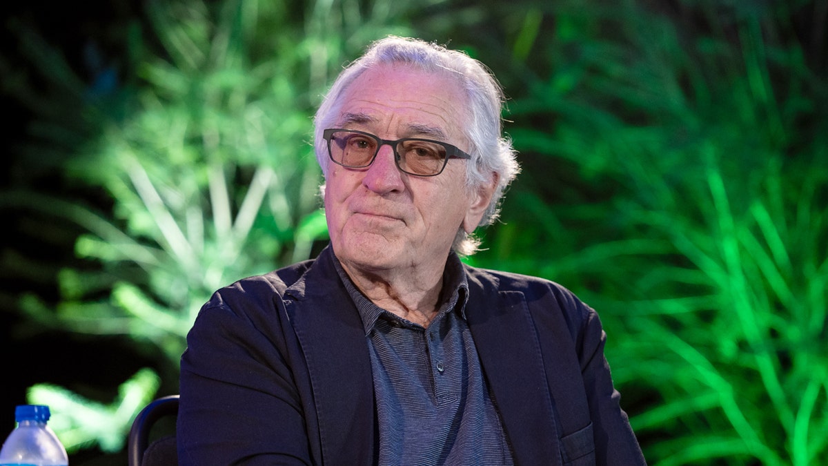 Robert De Niro sits in front of trees