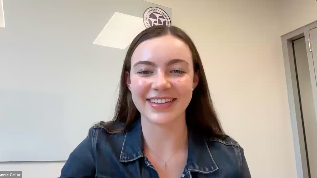 Texas Christian University-Turning Point USA Chapter President Annie Cellar speaking with Fox News Digital on Zoom.