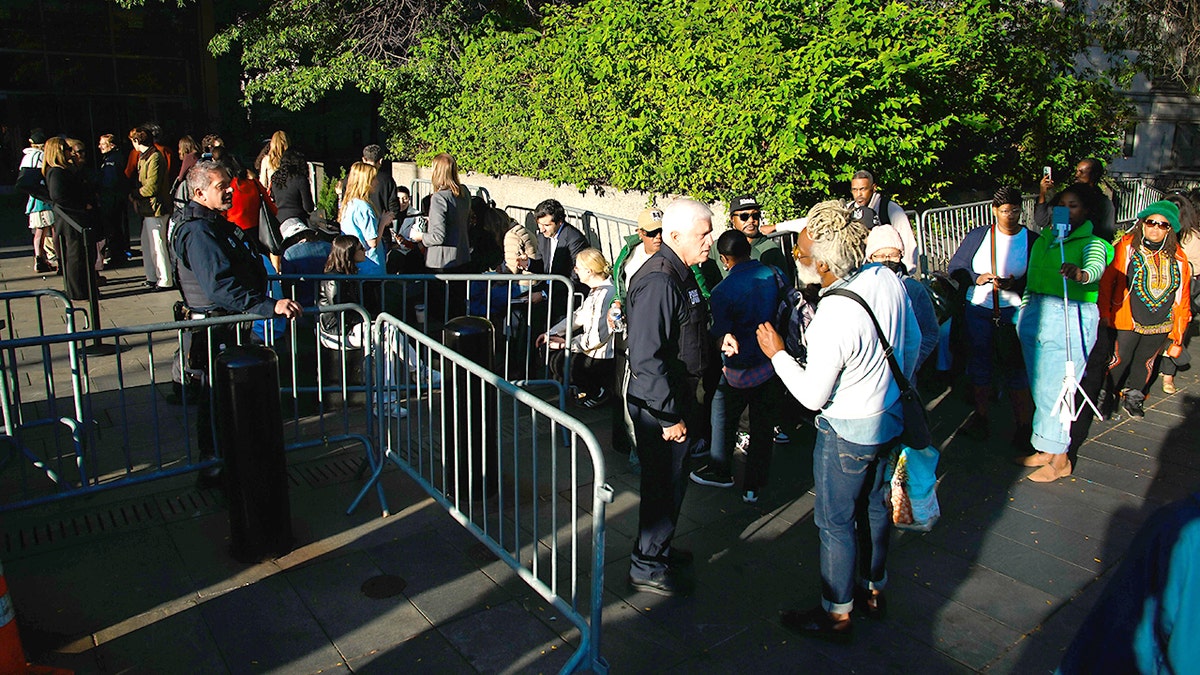 Lines of people waiting for P.Diddy sentencing.