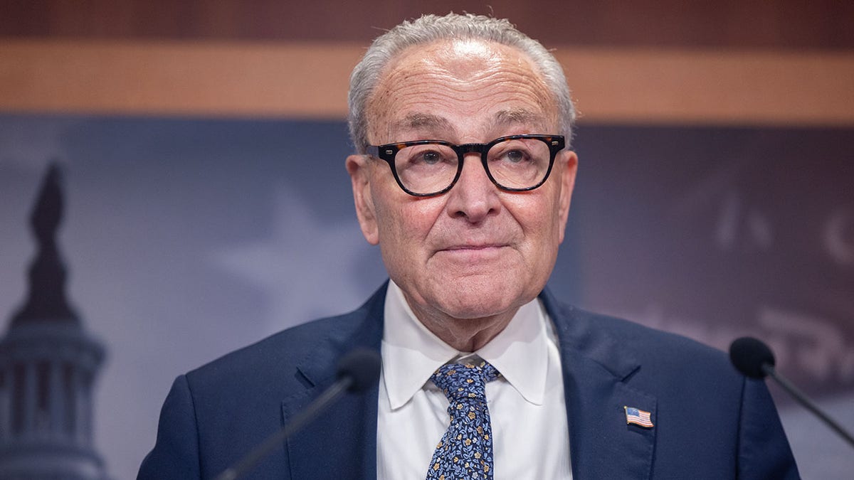 Senate Minority Leader Chuck Schumer, D-N.Y., at a press conference.
