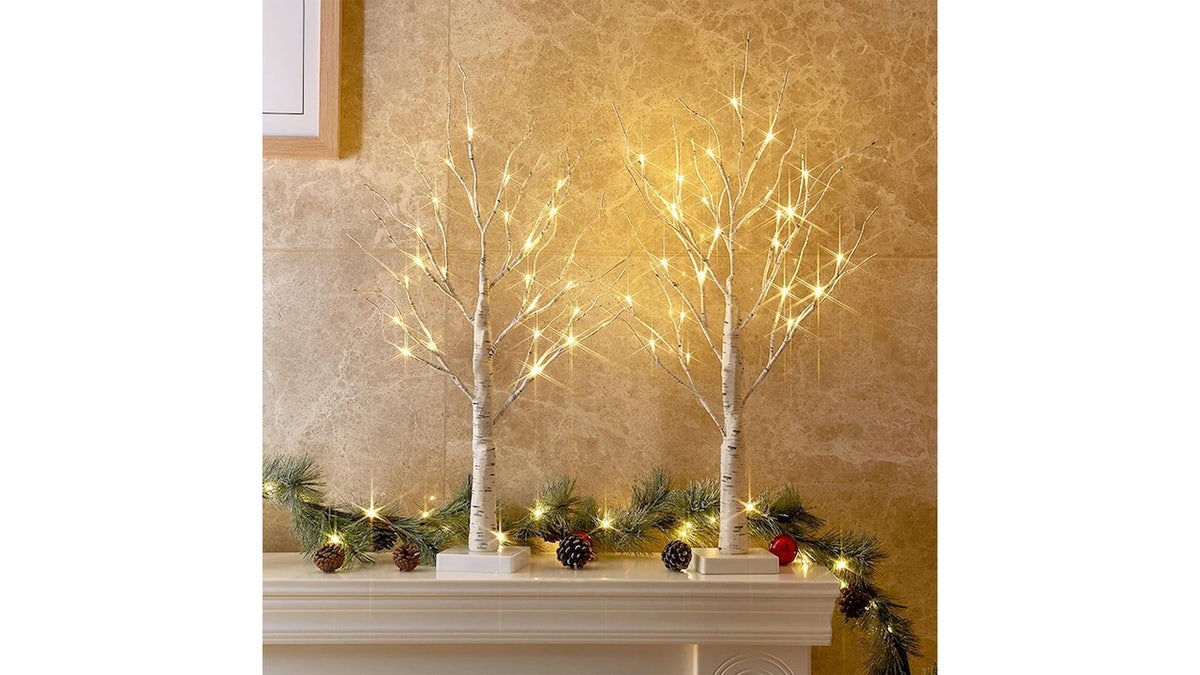 These little pre-lit trees are perfect for hanging ornaments on.