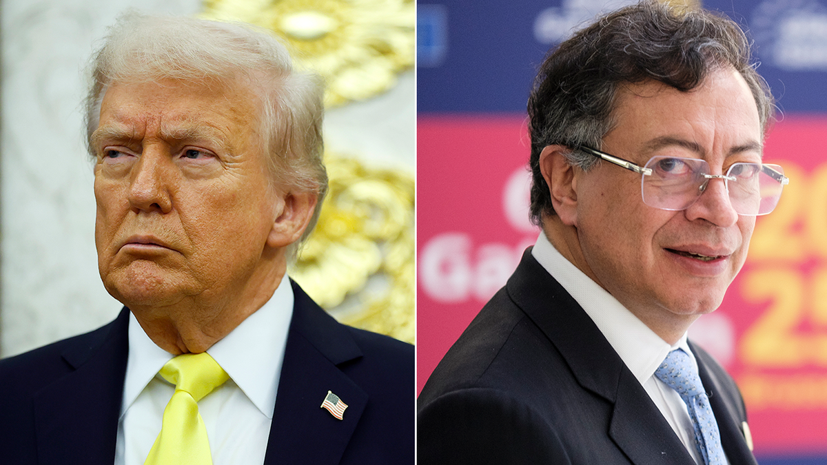 A side by side photo of President Donald Trump and Colombian President Petro