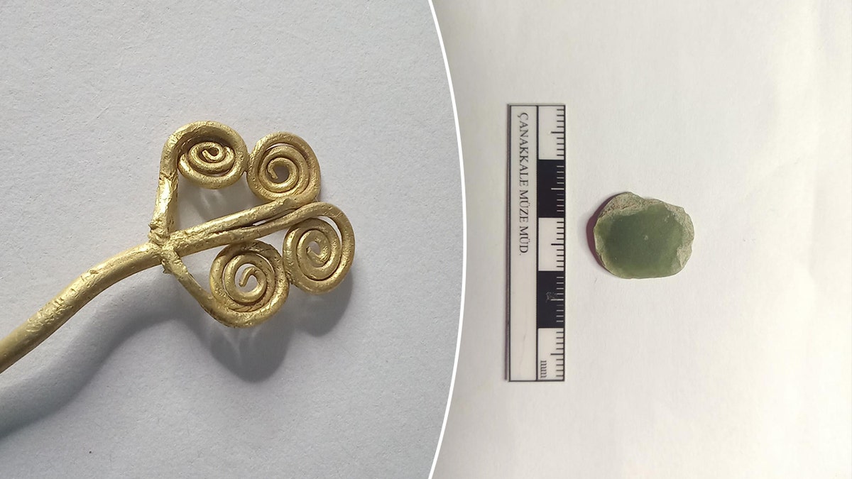 Split image of brooch, jade stone