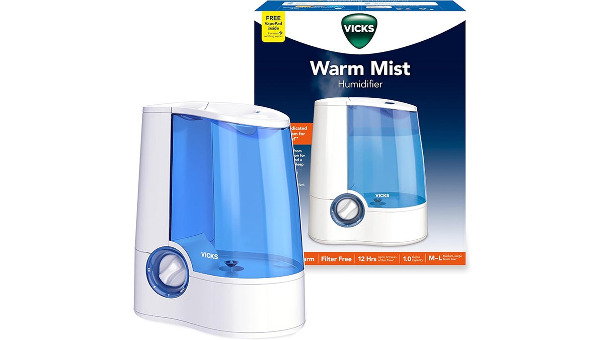 This humidifier emits a warm steam for easy breathing.