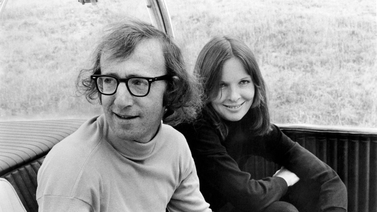Woody Allen and Diane Keaton pose together while filming Sleeper