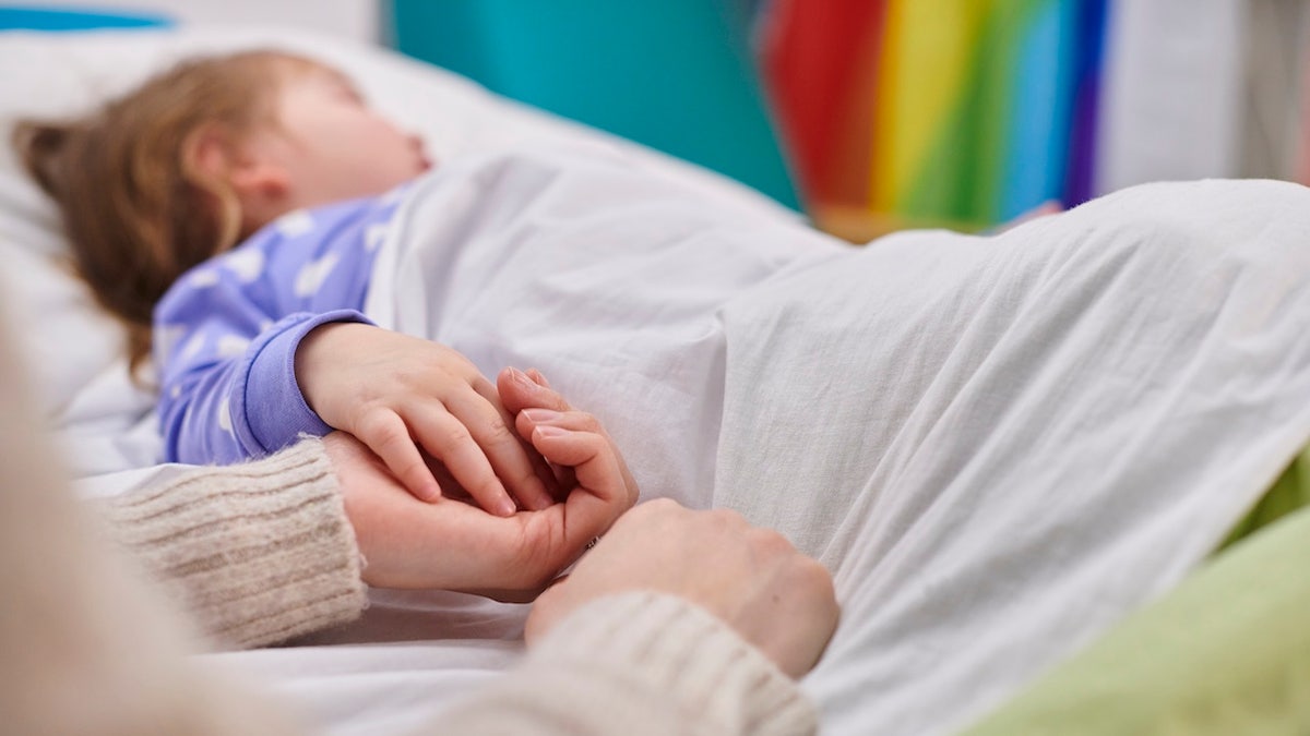 A little girl in a hospital