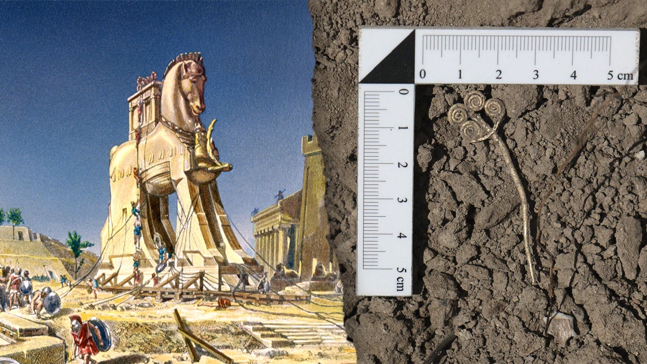 Ancient golden brooch and jade stone found in Troy dating to 2,500