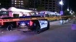 Police car outside DART train in Dallas after shooting