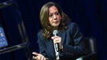 Former Vice President Kamala Harris speaking onstage at Tabernacle in Atlanta, Georgia
