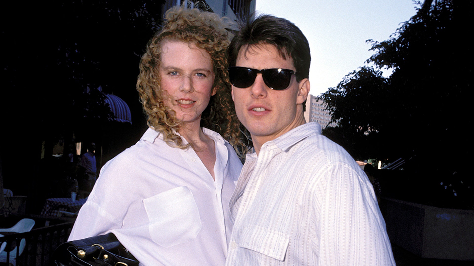 Tom Cruise and Nicole Kidman posing together in 1990.
