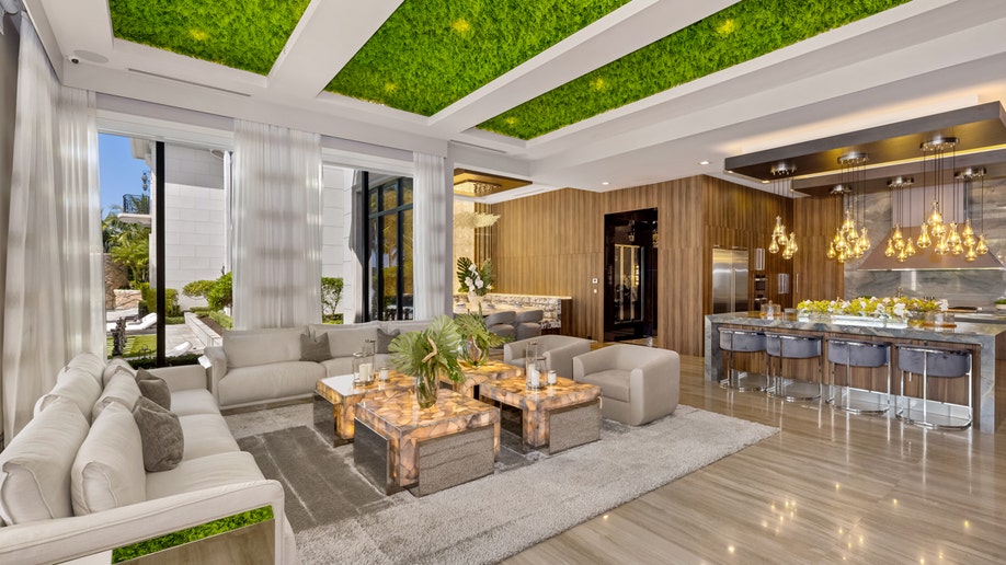 The living area in Mark Wahlberg's home with couches and chairs