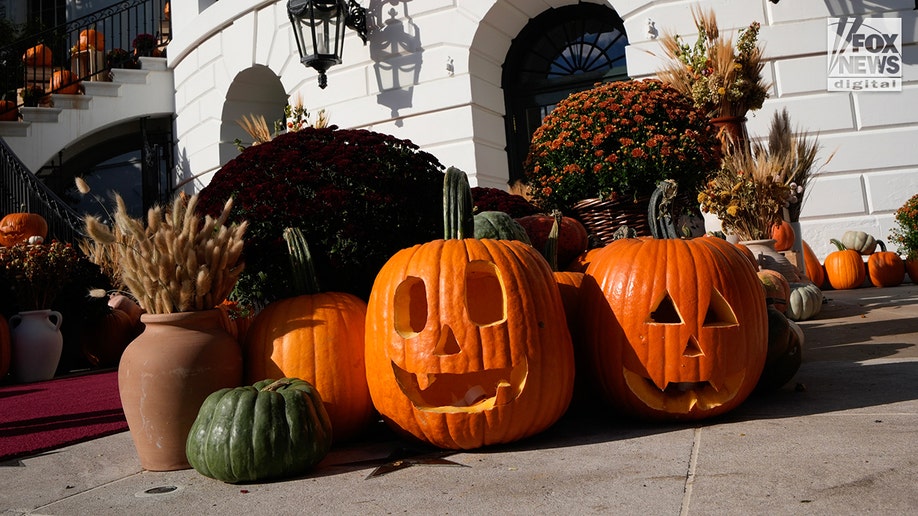 The White house in preparation for President Trump's Halloween celebration
