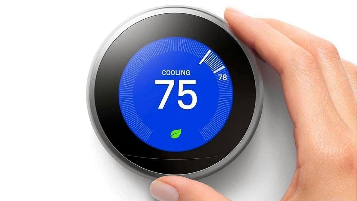 Google Nest thermostat at 75 degrees