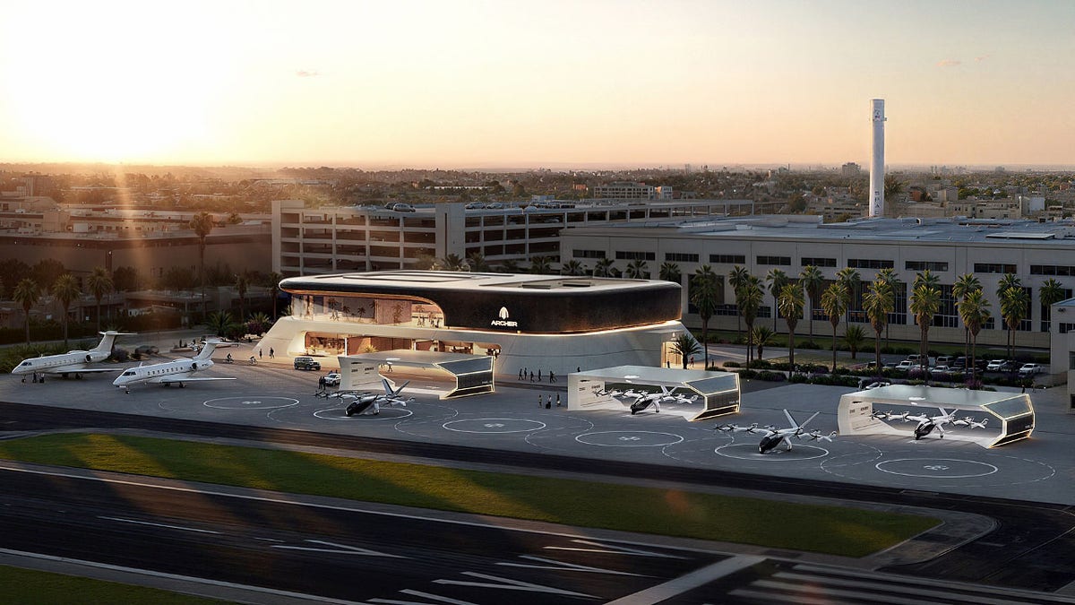 A rendering of Archer Aviation's plans for potential developments to Hawthorne Airport.