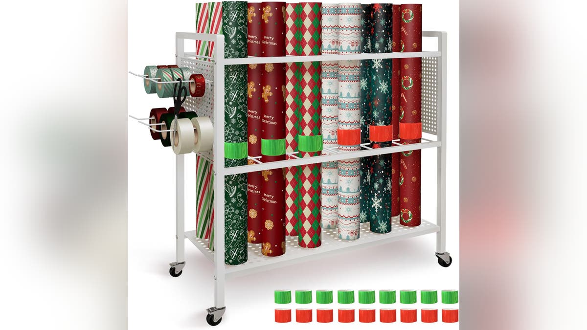 You need this rolling gift wrap station that makes holiday prep way easier.