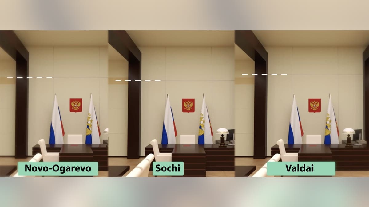 Russian President Vladimir Putin reportedly uses replica offices — shown — to disguise his location, according to a Radio Free Europe/Radio Liberty investigation that found he often pretends to be in Moscow while actually staying in Sochi by the Black Sea or at his secluded forest residence in Valdai.