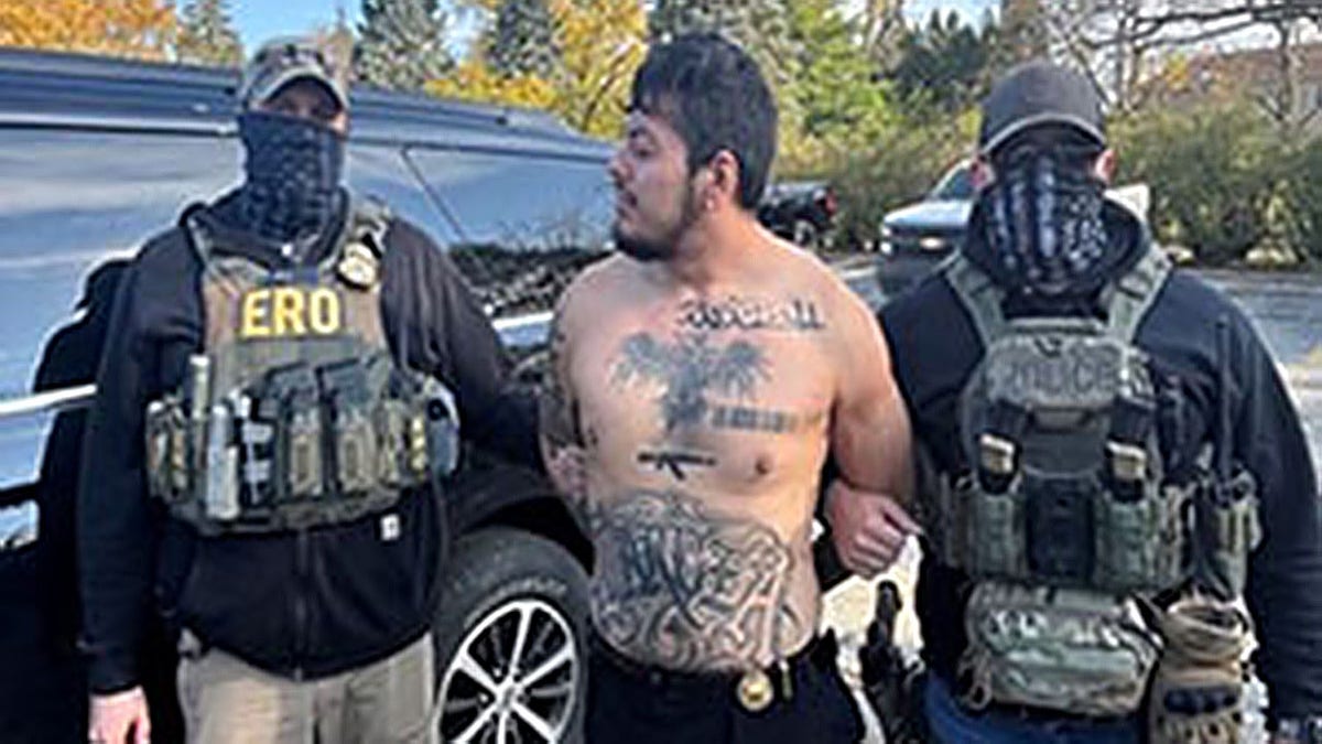 Alan Eduardo Garcia, shirtless, neing held by two masked agents