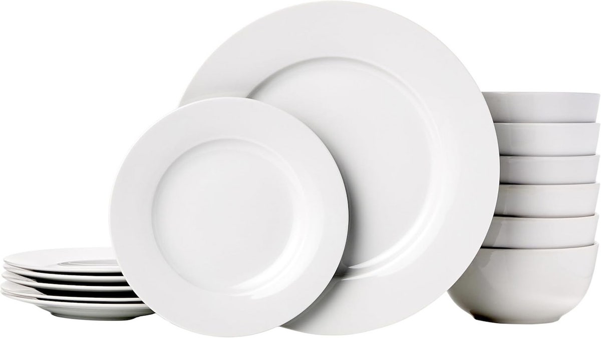 Simple white plates make a statement without being too costly. 