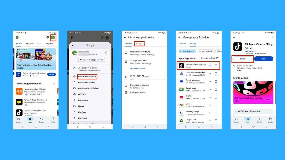A tutorial on how to uninstall apps from Android across multiple devices