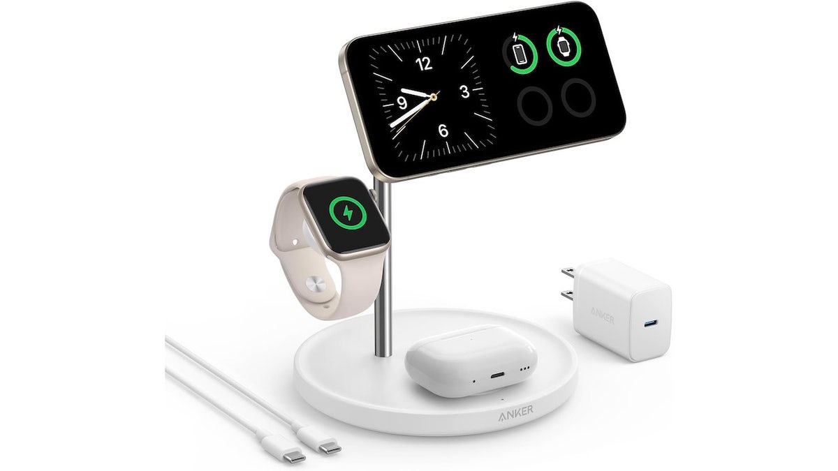 This charger turns your iPhone into a bedside clock.