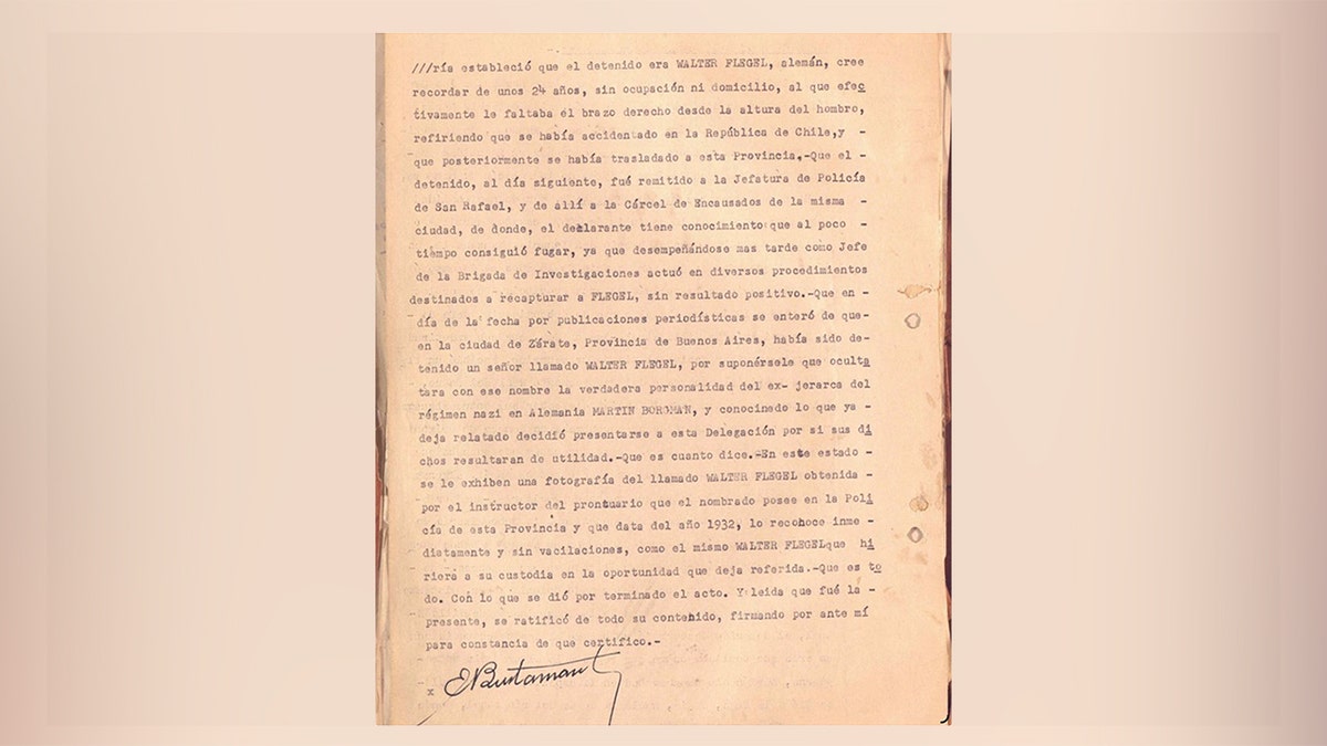 A document from Argentina's files investigating Nazi war criminals.